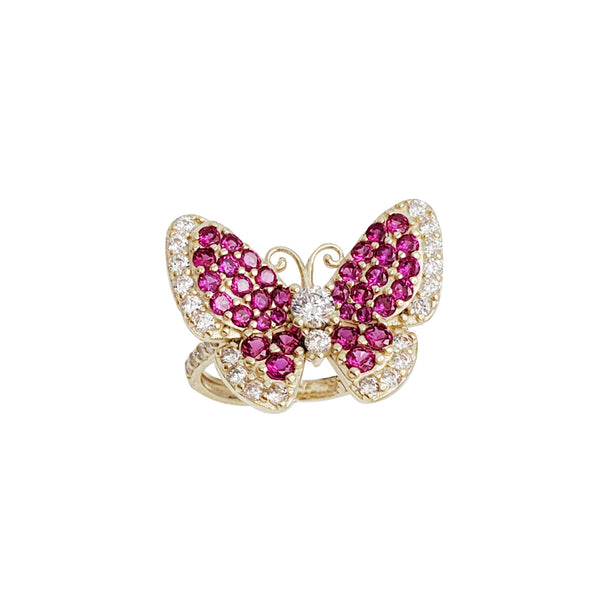 Butterfly Red Stone Ring (14K )