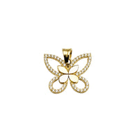 Yellow Gold CZ Open Burtterfly Pendant (14K)