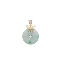 Round Butterfly Jade Pendant (14K)