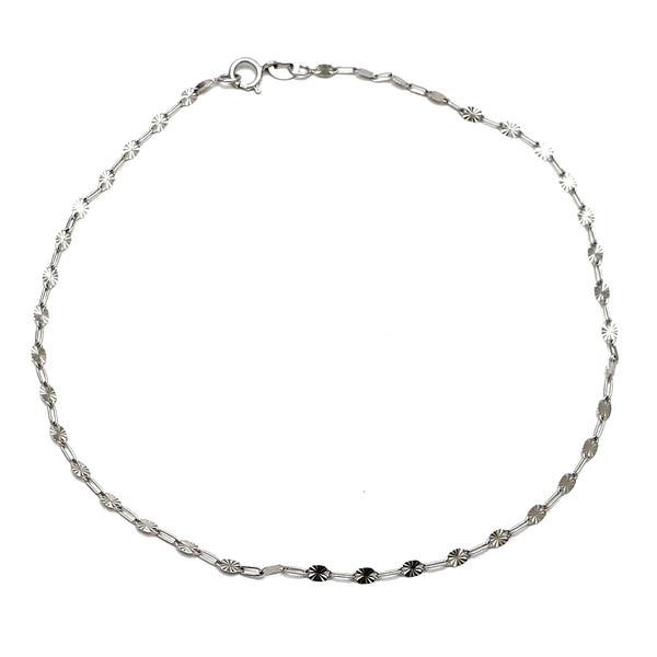 Diamond Cut Cable Strips Anklet Bracelet (14K).