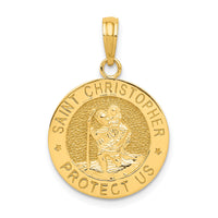 Saint Christopher "Protect Us" Circular Medal Pendant (14K)