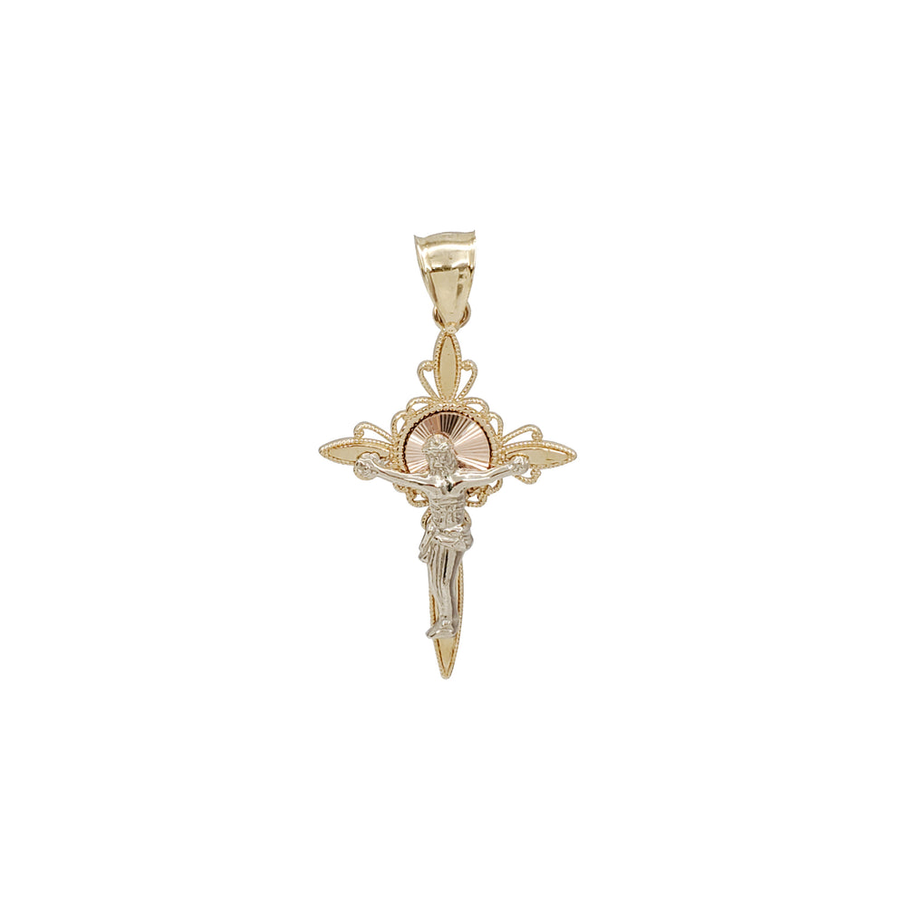 Tricolor Cross Pendant (14k)
