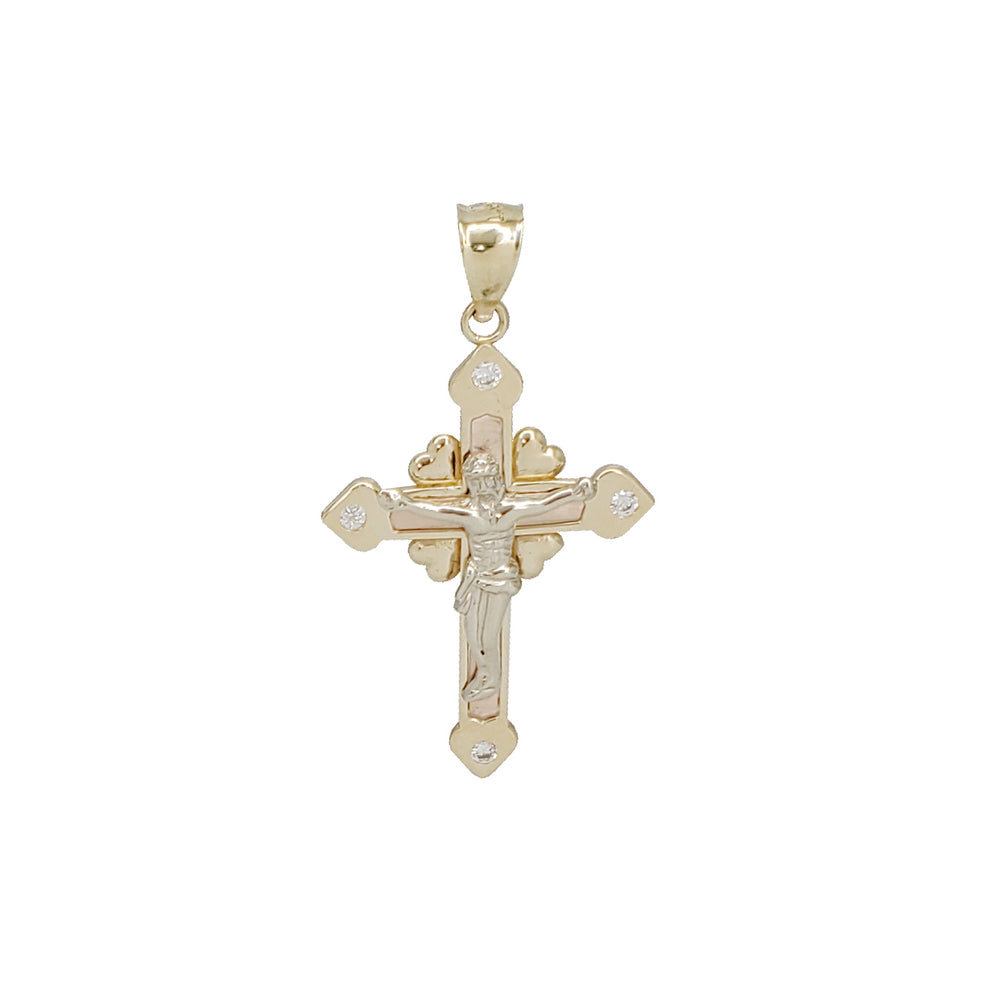 Tricolor Cross Pendant (14K)