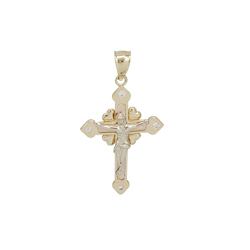 Tricolor Cross Pendant (14K)