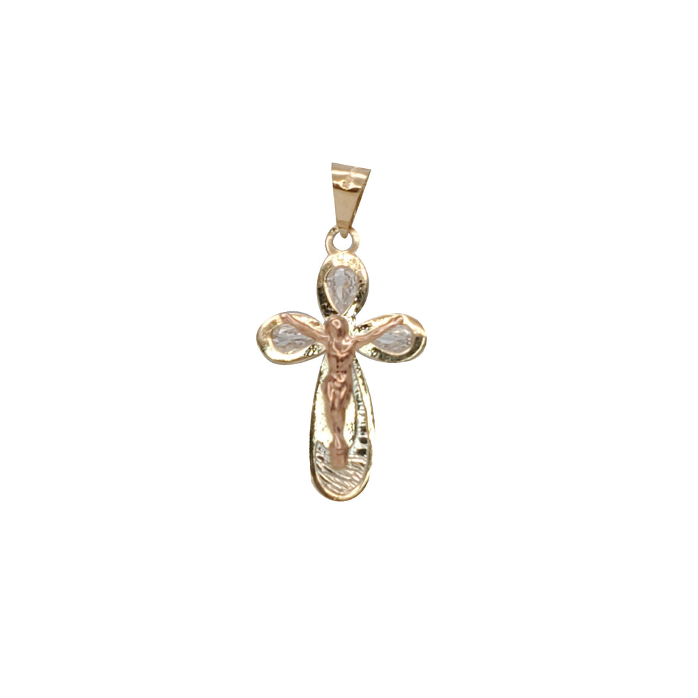 Zirconia Accent Rounded Crucifix Pendant (10K)