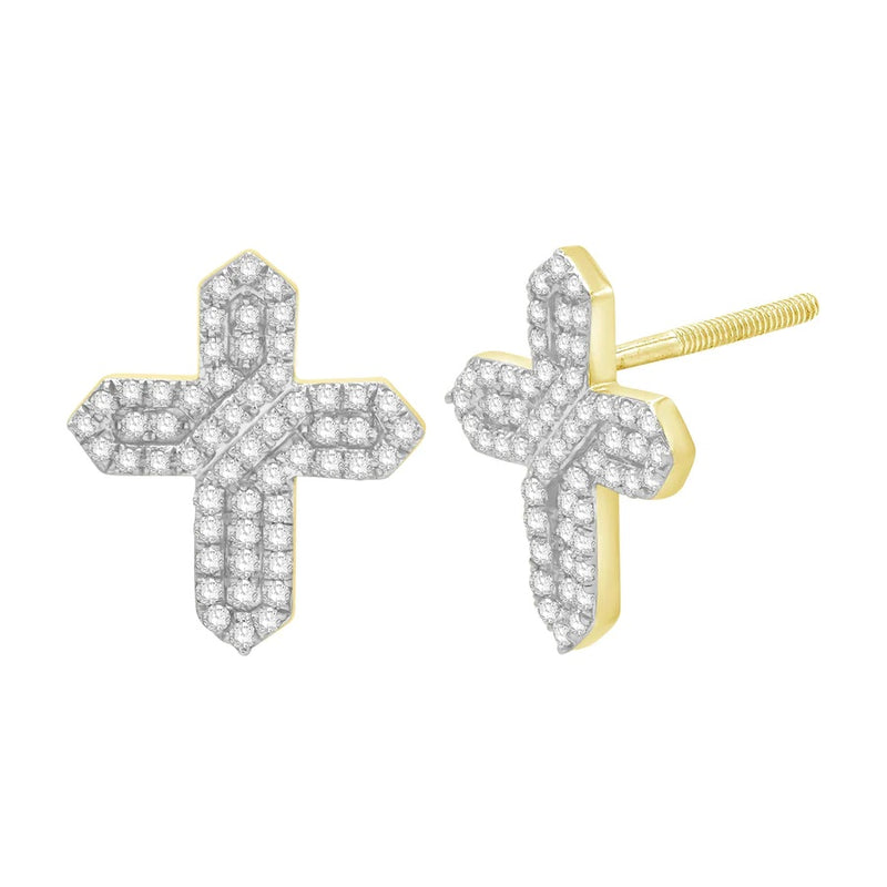 Diamond Cross Earrings (14K)