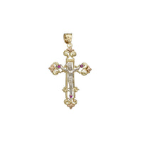 Two-Tone Fleur Crucifix Cross Pendant (14K)