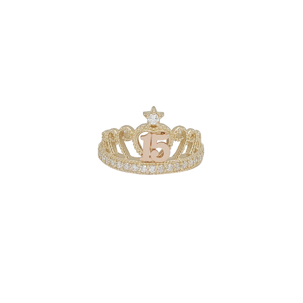 Outlined Heart 15 [Quinceañera] Ring (14K)