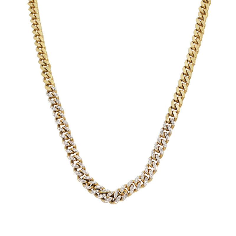Diamond Fancy Cuban Chain (14K)