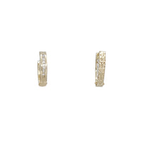 Diamond Cut & Zirconia Double Face Huggie Earrings (14K)