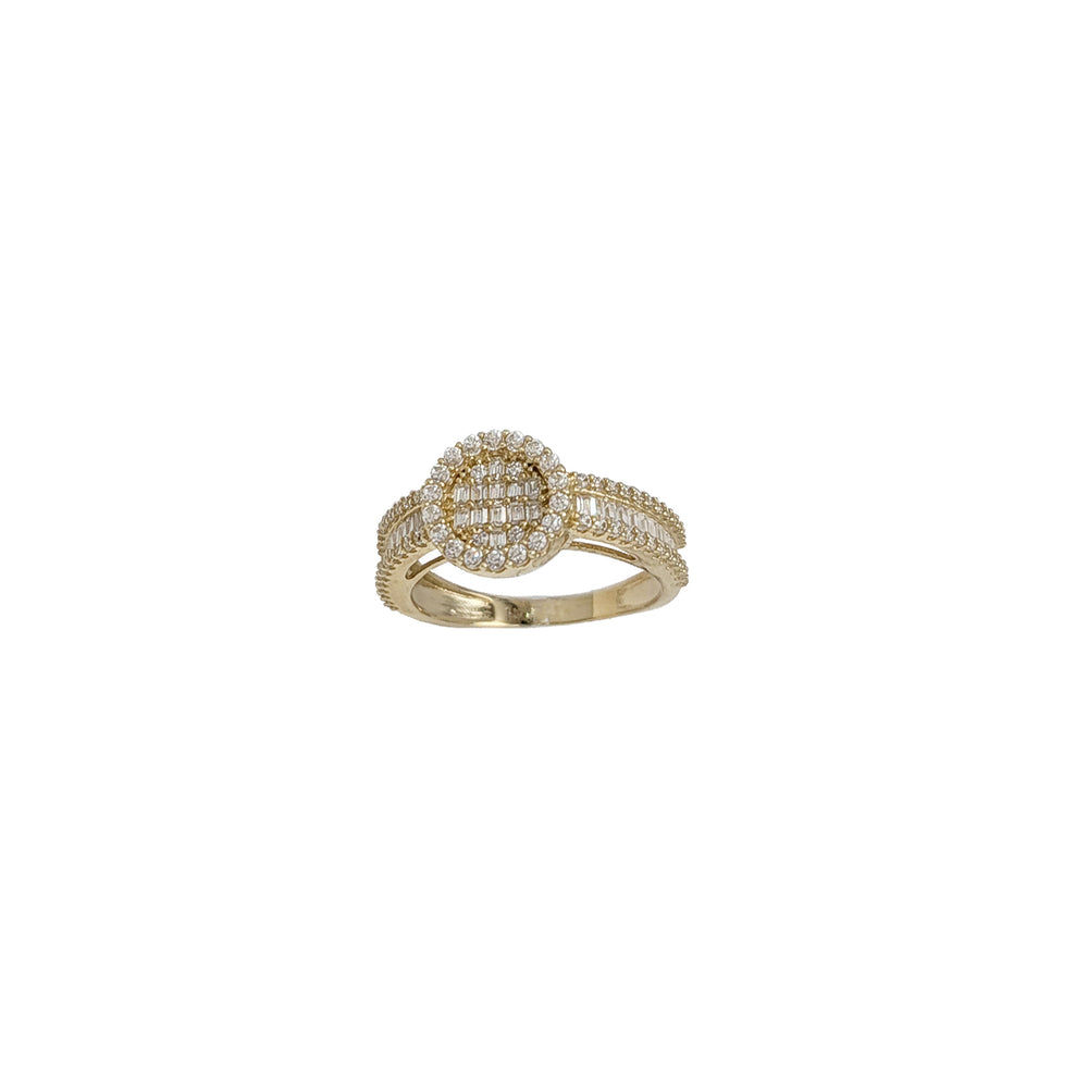 Zirconia Round Baguette Engagement Ring (14K)