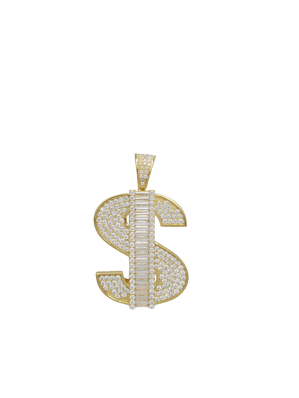 Cubic Zirconia Dollar Sign Pendant (Silver)