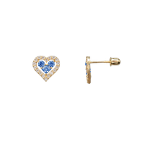 Zirconia Heart Stud Earrings (14K)