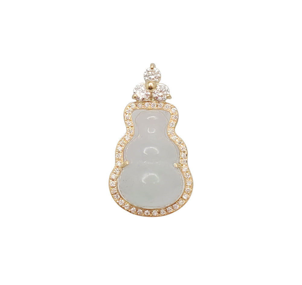 Diamond Bail Jade Gourd Pendant (14K)