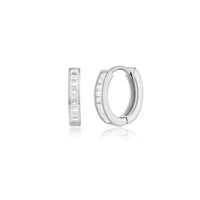 One-Row Baguette Huggie Earring (Silver)
