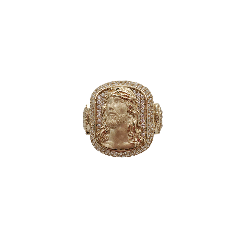 Zirconia Jesus Head Ring (14K)
