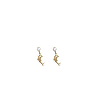 Cubic Zirconia Dolphin Stud Earrings (14K)