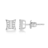 Diamond Square Stud Earrings (14K)