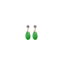 Boucles d'oreilles pendantes en jade (14K)