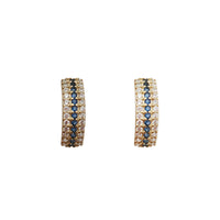 Green  Color Stone  Huggies Earrings (14K)