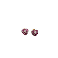 Ice-Out Ruby & Diamond Heart Shape Stud Earrings (14K)