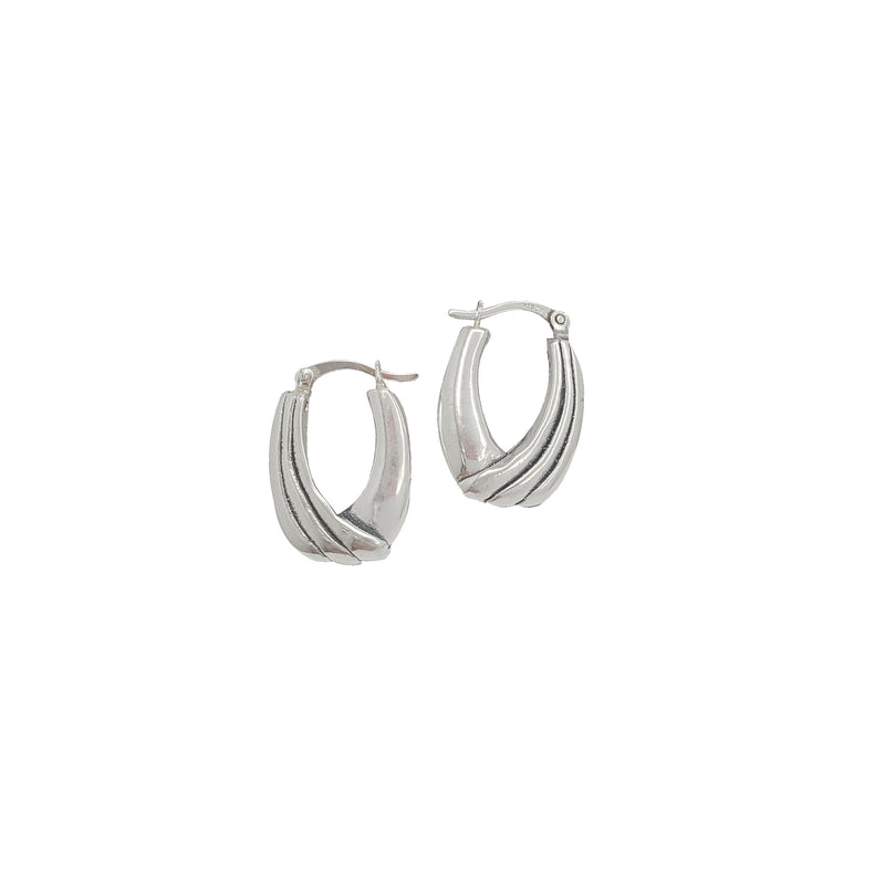 Twisted  Oval-Shape  Hoop Earring (Silver)