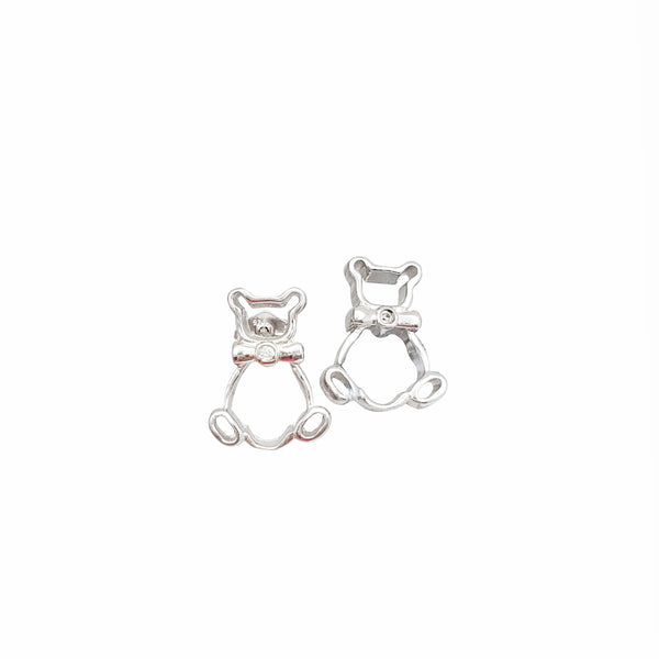 Teddy Bear Stud Earrings (SILVER)