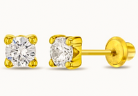 Four-Prong Zirconia Stud Earrings (14K)