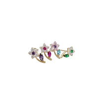 Curved Flower Stud Earrings (14K)