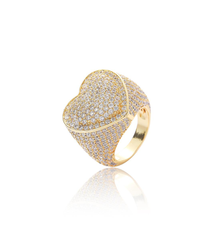 CZ Halo Heart Shape Ring (14K)