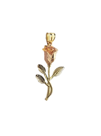 Tri-Tone Diamond Cut Rose Pendant  (14K)