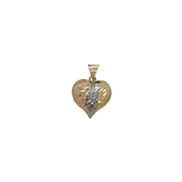 Tri-Tone Diamond Cut Heart Pendant (14K)