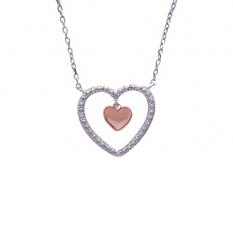 Two Heart Necklace (Silver)
