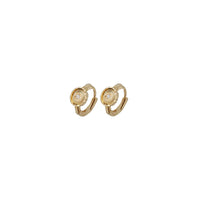 Round Fancy Huggie Earrings (14K)