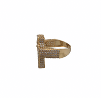 Zirconia Jesus Head & Cross Ring (14K)