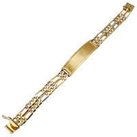 Tricolor Double-Figaro Link ID Bracelet (14K)