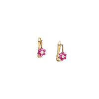 Zirconia Flower Huggie Earrings (14K)