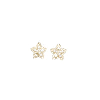 Shiny Laser Cut Jasmine Flower Stud Earring  （14K)