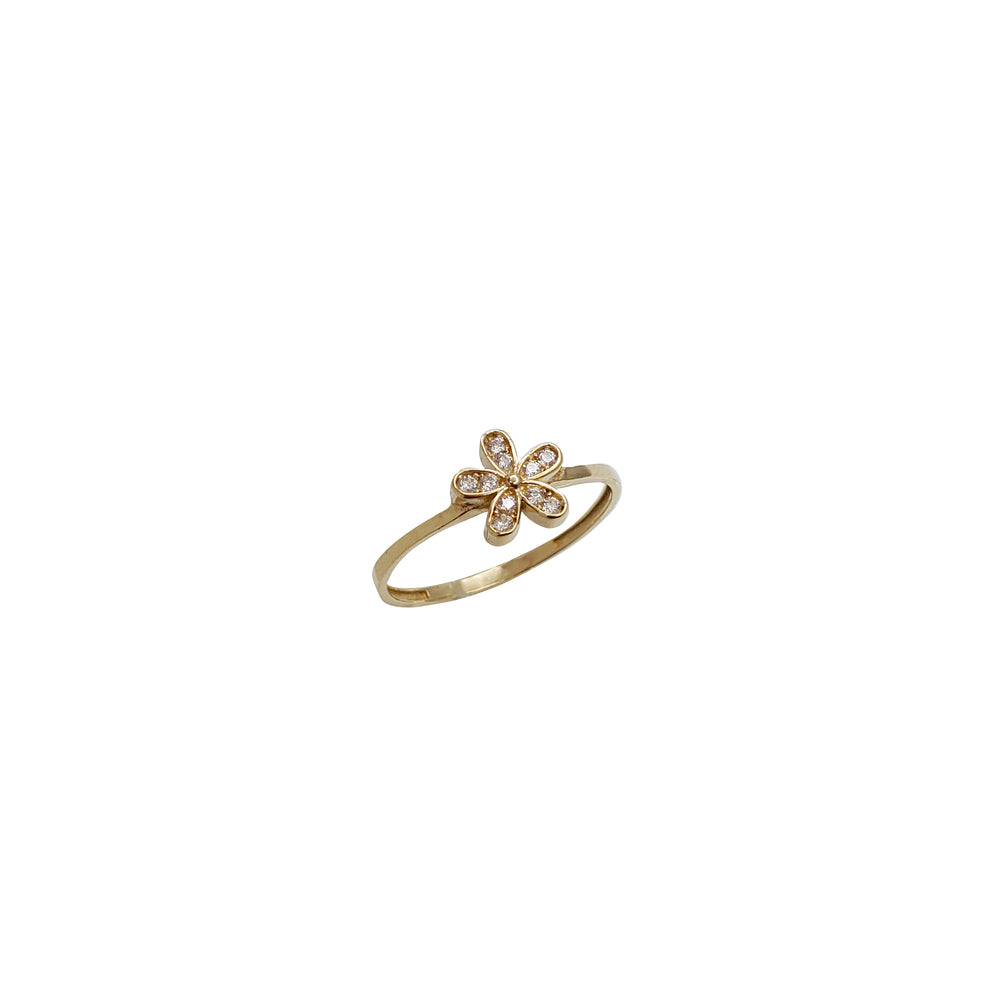 Cubic Zirconia Flower Ring (14K)