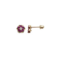 Cubic Zirconia Flower Stud Earrings(14K)