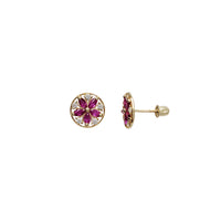 Cubic Zirconia Flower Stud Earrings (14K)