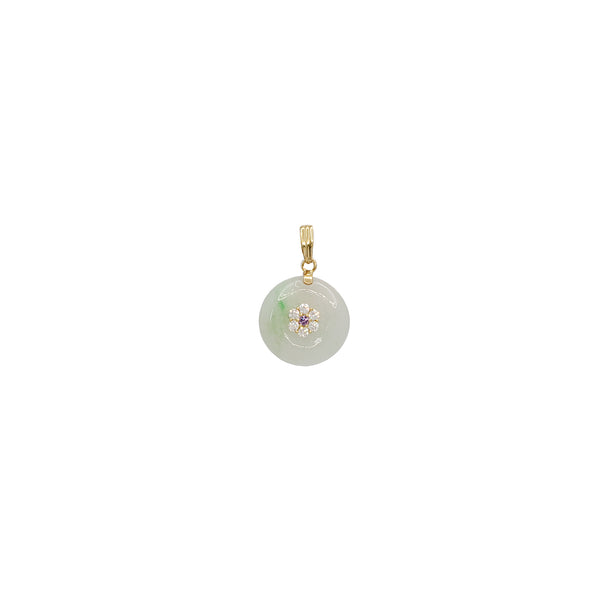 Jade  Round Pendant (14K).