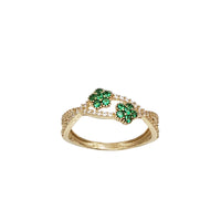 Entwined Zirconia Accent Flower Duo Ring (14K)
