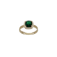 Birthstone Cushion CZ Halo Cuban Ring (14K)