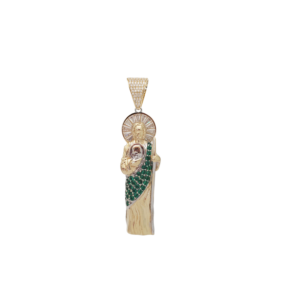 Green CZ Saint Jude Pendant (14K)