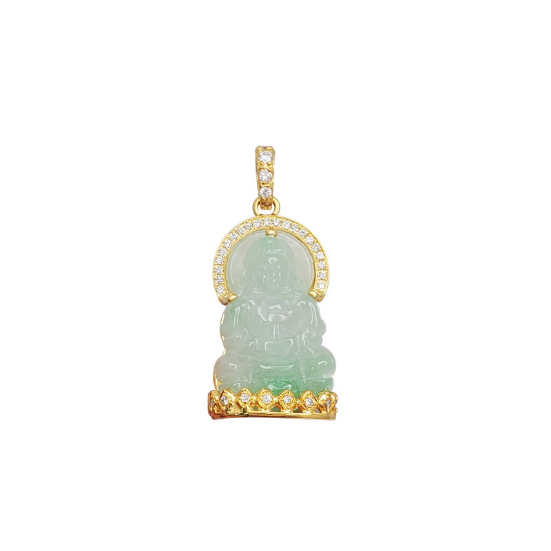 Jade Guan Yin “观音” Diamond Pendant (14K)