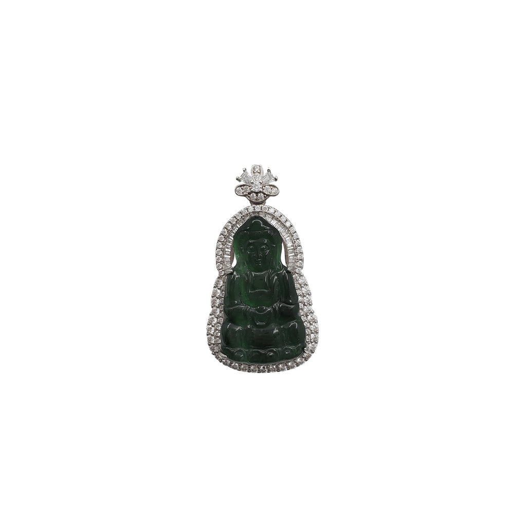 Cubic Zirconia GuanYin Pendant (Silver)