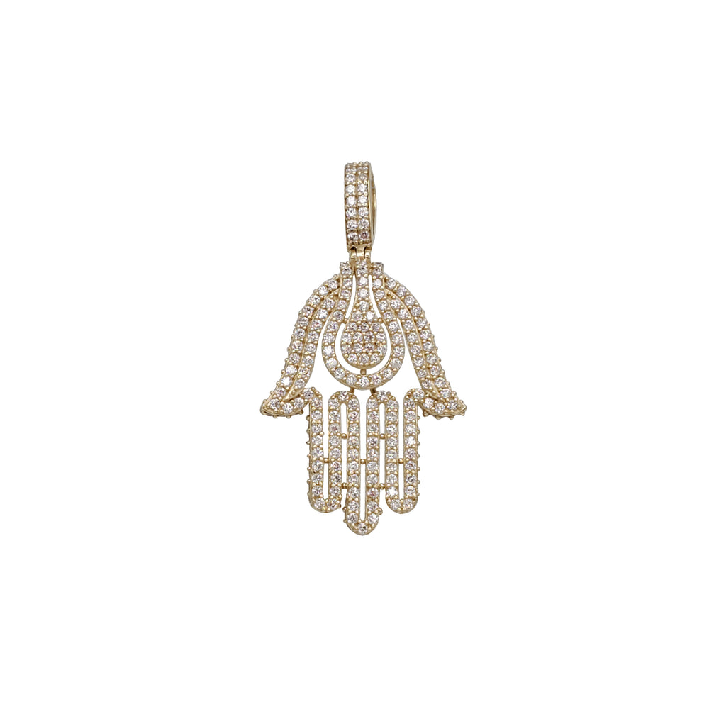 Zirconia Hamsa Hand Pendant (14K)