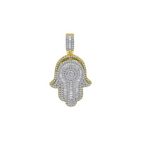 Diamond Baguette & Round-Cut Hamsa Hand Pendant (14K)