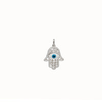 Marquise & Round Stone-set Hamsa Hand Pendant (Silver)